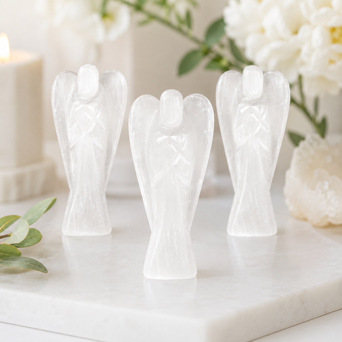 Selenite Crystal Angel Pocket Guardian