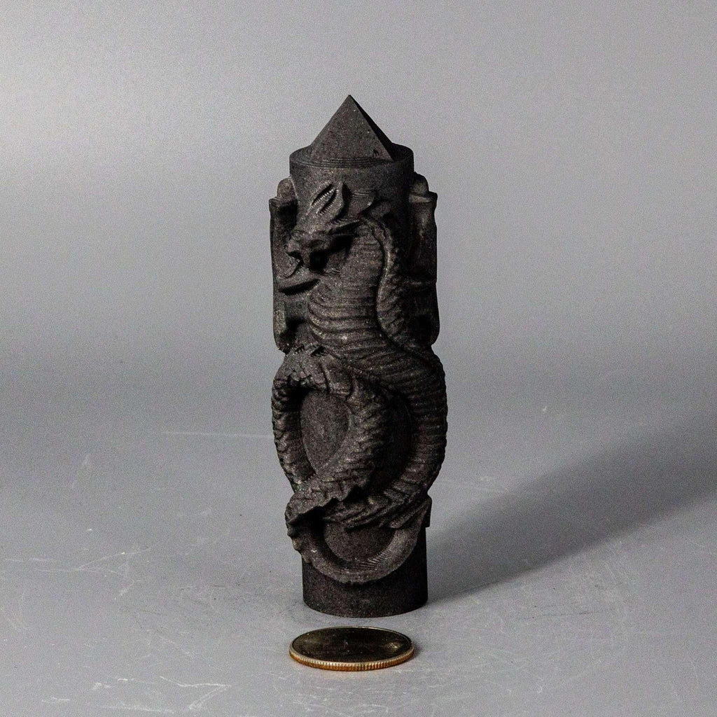 Selenite Shungite Crystal CNC Carved Dragon Tower Art