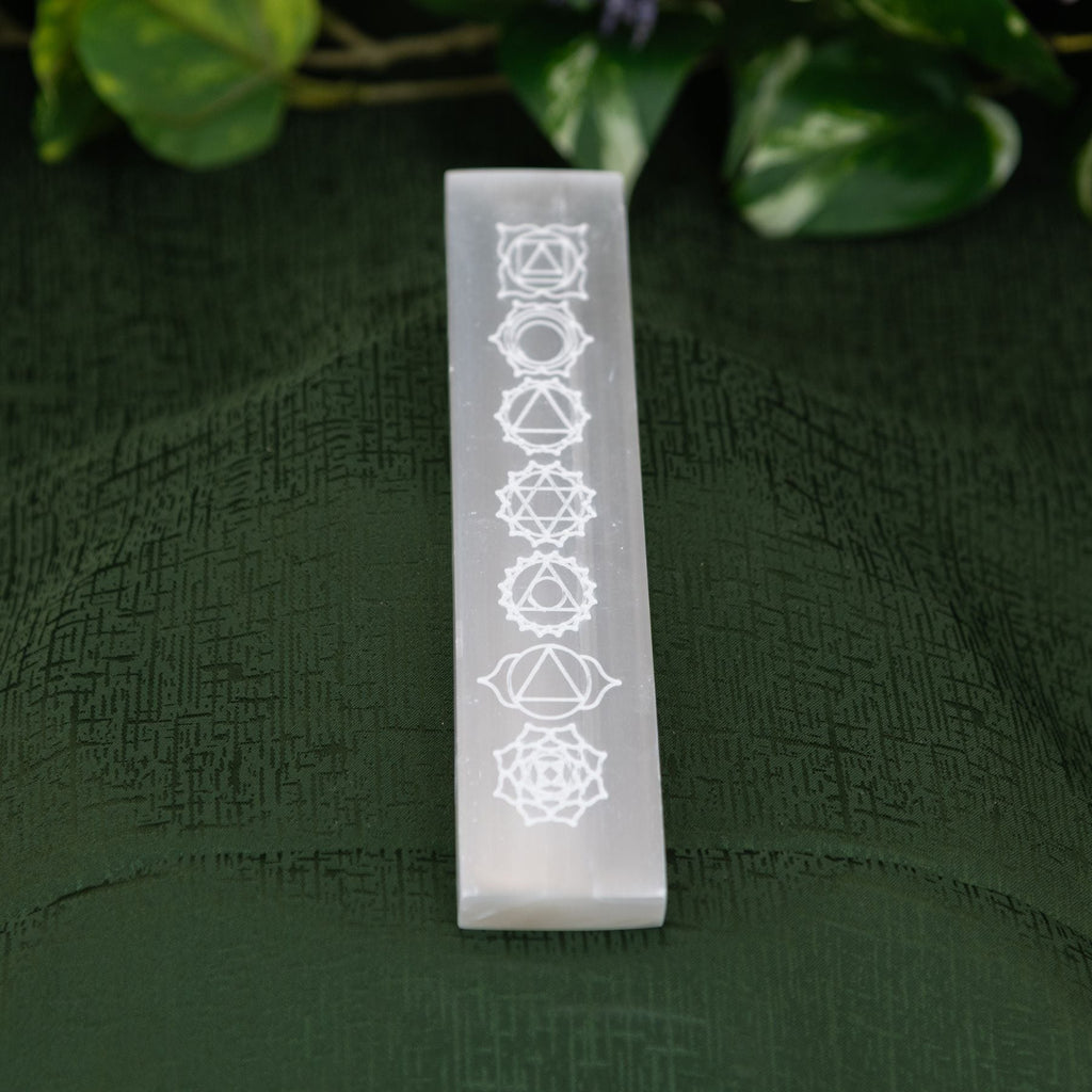 Selenite Chakra Engraved Charging Plate | Crystals | Wiccan Center