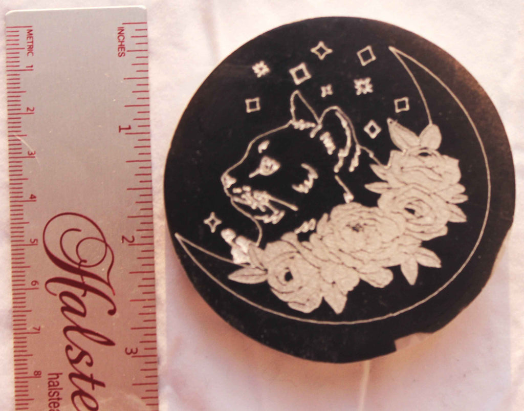Selenite Cat Moon Plate – Crystal Cleansing & Celestial Altar Disc | | Wiccan Center