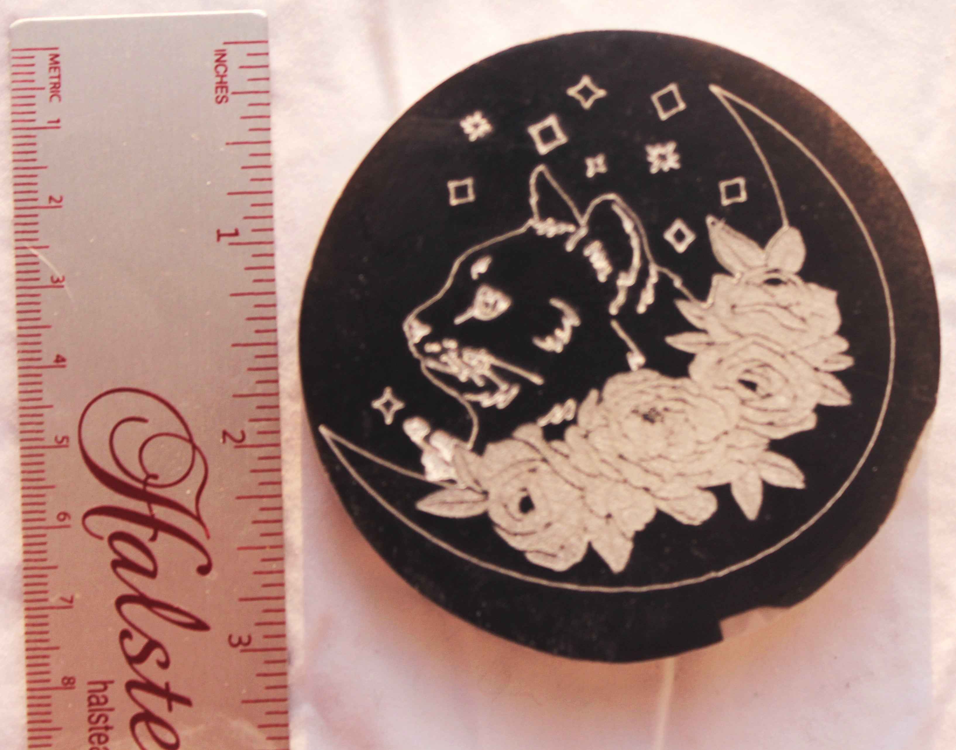 Selenite Cat Moon Plate – Crystal Cleansing & Celestial Altar Disc | | Wiccan Center