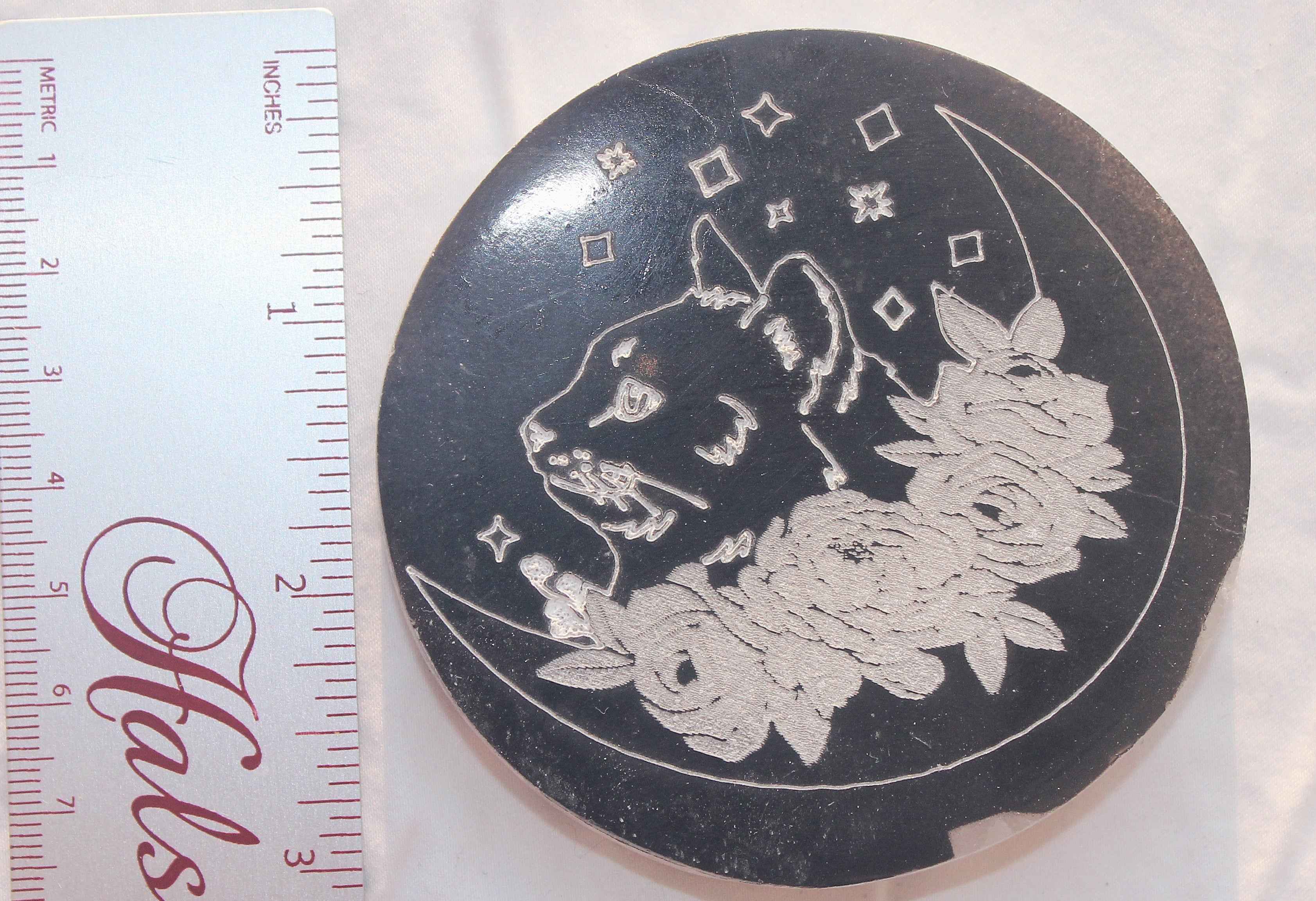 Selenite Cat Moon Plate – Crystal Cleansing & Celestial Altar Disc | | Wiccan Center
