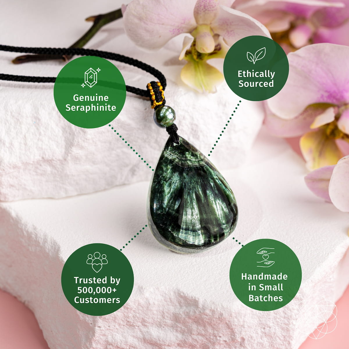 The Angel by My Side – Rare Seraphinite Pendant | Necklace | Wiccan Center
