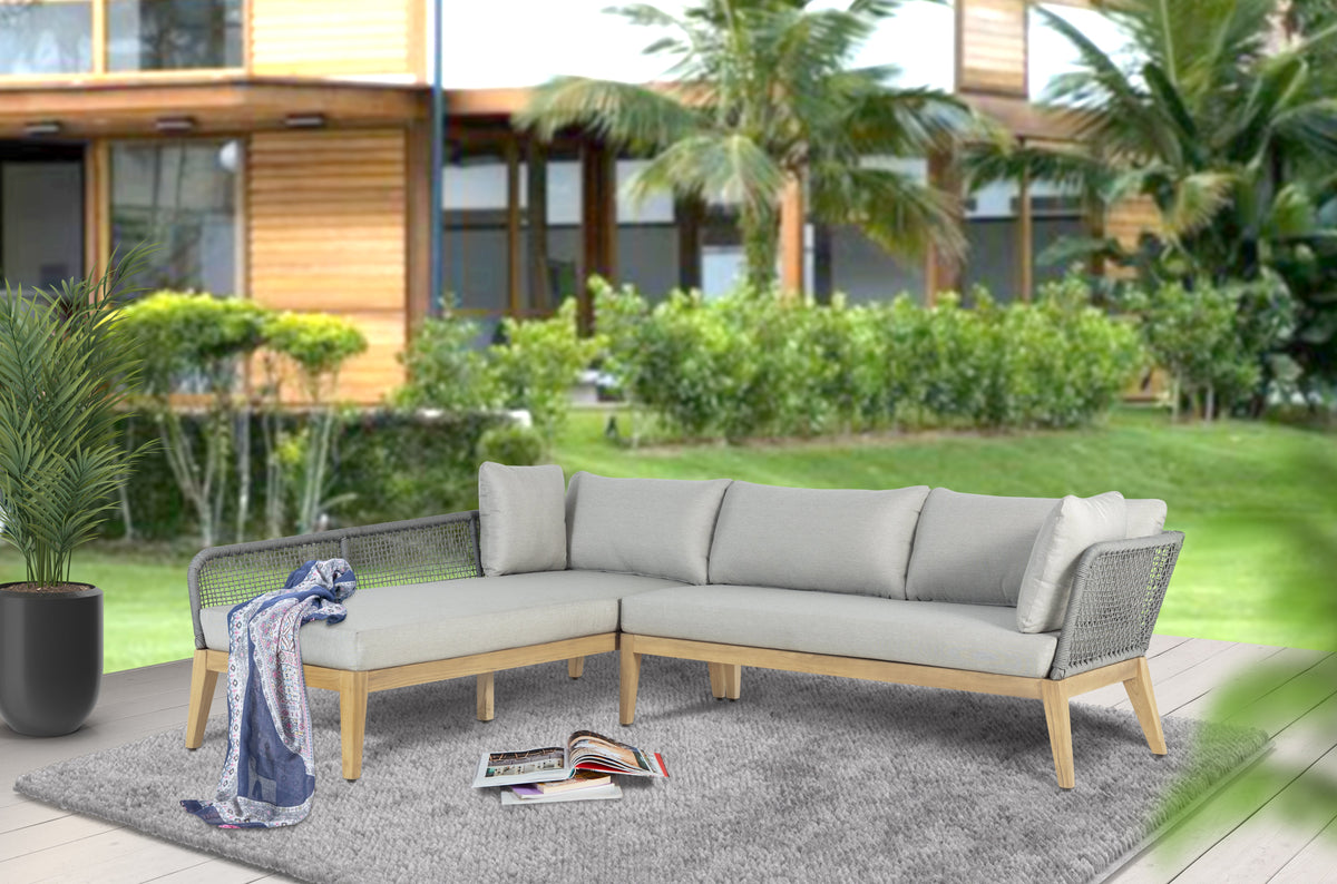 Cypress Teak Wood 2-piece Left Arm Chaise Outdoor Sectional - Gray | Outdoor sectional | Wiccan Center