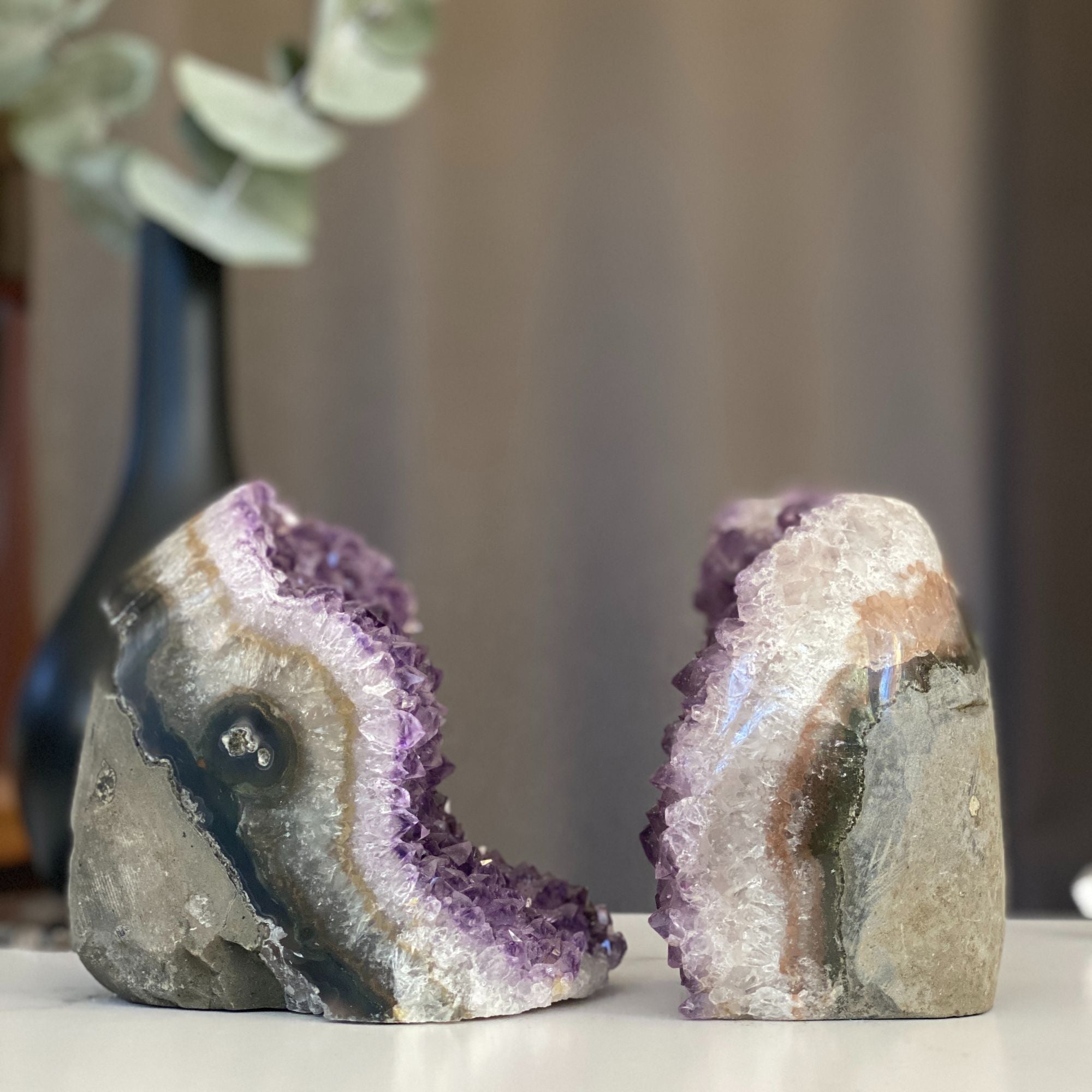 Set of 2 Huge Pieces Galaxy Amethyst Stone (4 Lb weight) | Amethyst Geodes | Wiccan Center