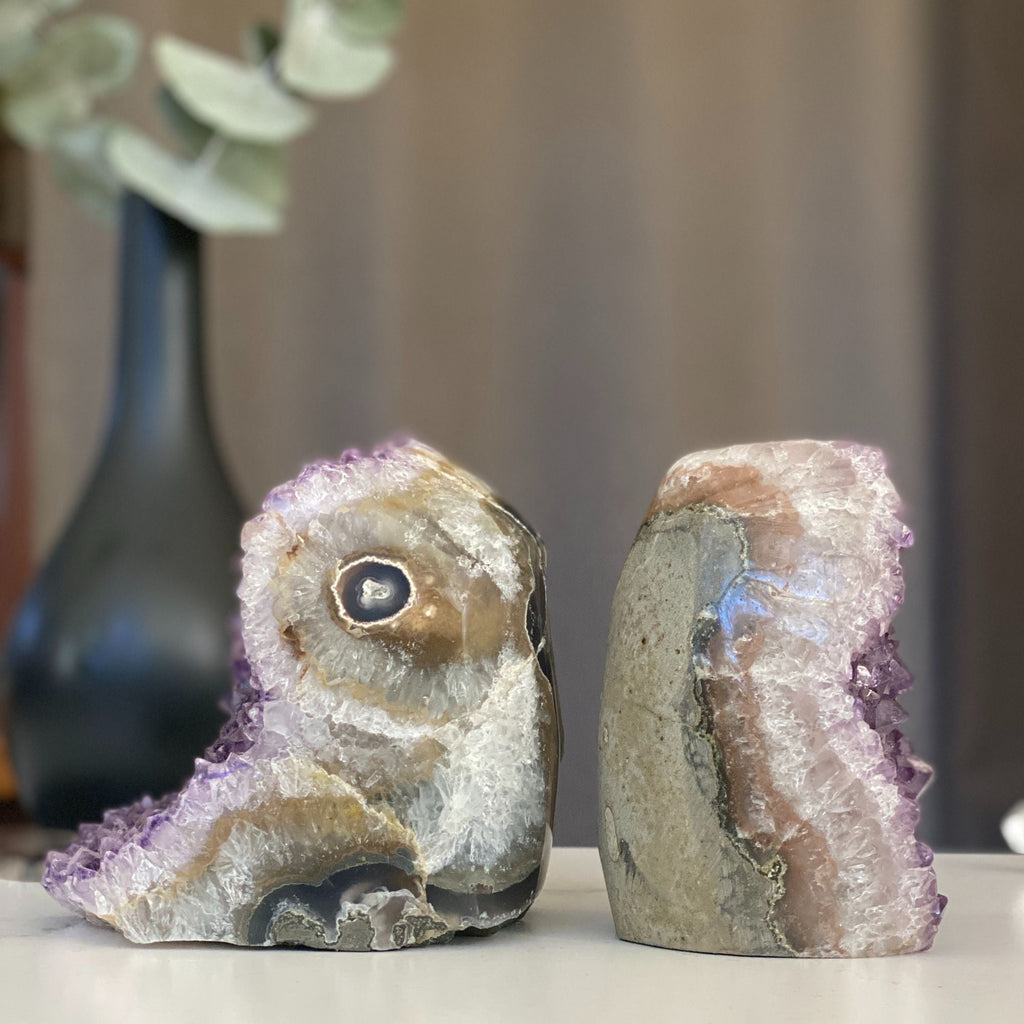 Set of 2 Huge Pieces Galaxy Amethyst Stone (4 Lb weight) | Amethyst Geodes | Wiccan Center