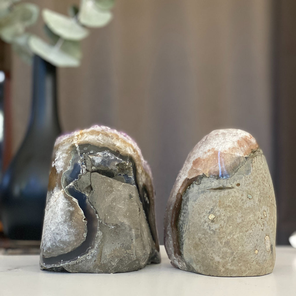 Set of 2 Huge Pieces Galaxy Amethyst Stone (4 Lb weight) | Amethyst Geodes | Wiccan Center