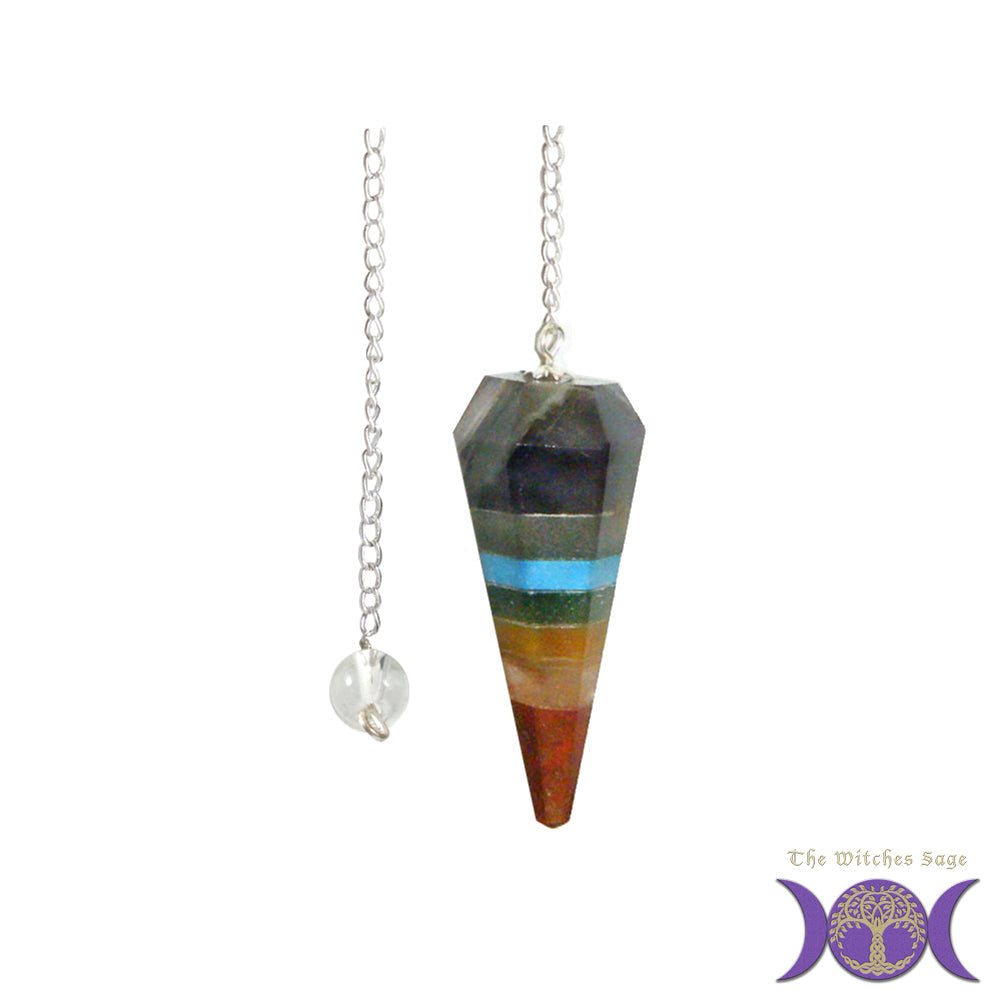 Seven Chakra Gemstone Layers Pendulum | Pendulum | Wiccan Center