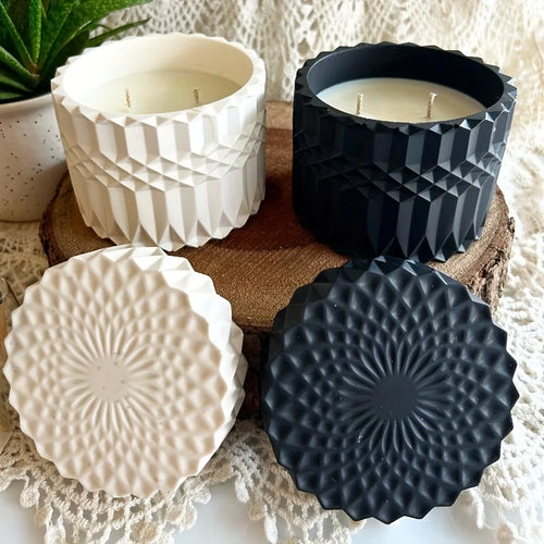 1set Ripple Candle Cup Resin Mold Cylinder Plaster Candle Jar Concrete Flower Pot Silicone Mold For Candle Home Decor | | Wiccan Center