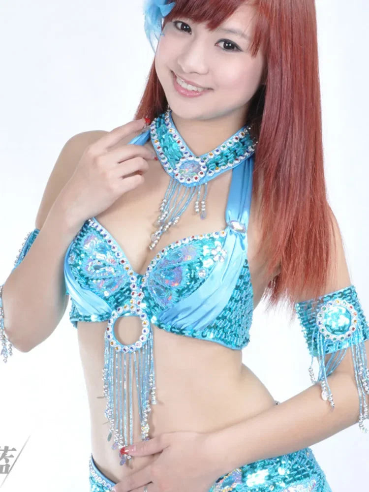 The Stardust Oasis Sirena – Sequined & Beaded Push-Up Belly Dance Bra Top | Costume Tops | Wiccan Center