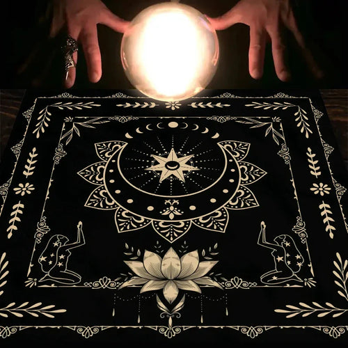 1pc Tarot tablecloth with your power, snake shaped floral and plant print astrology tablecloth, altar decoration tablecloth | | Wiccan Center