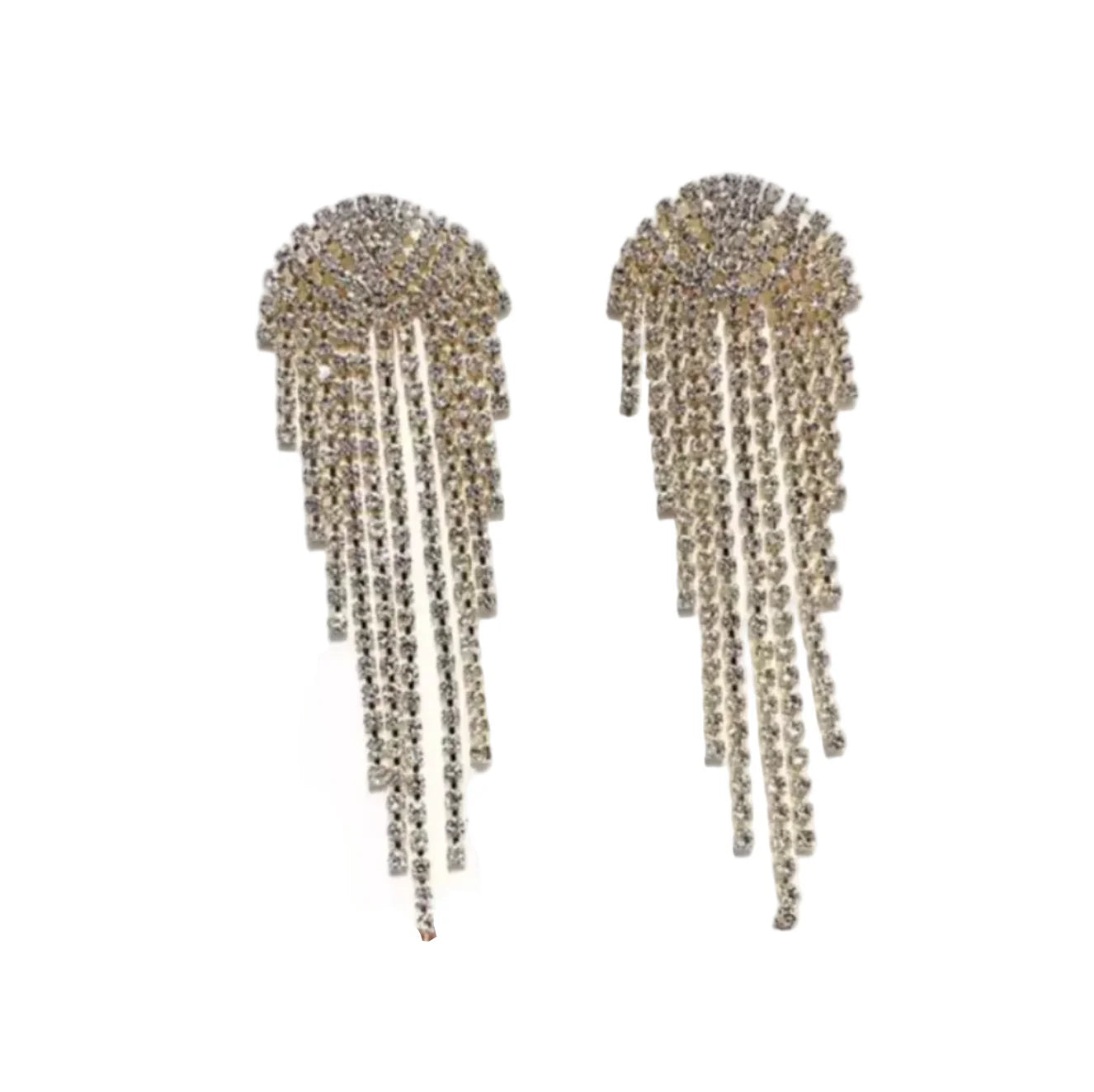 Vintage Crystal Tassel Drop Crystal Drops – Elegant Geometric Multi-Strand Statement Crystal Drops for Weddings, Galas & Evening Wear | Earrings | Wiccan Center