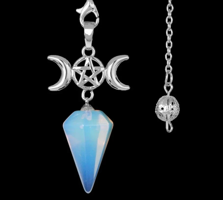 Triple Moon Pentacle Crystal Pendulums | Pendulums | Wiccan Center