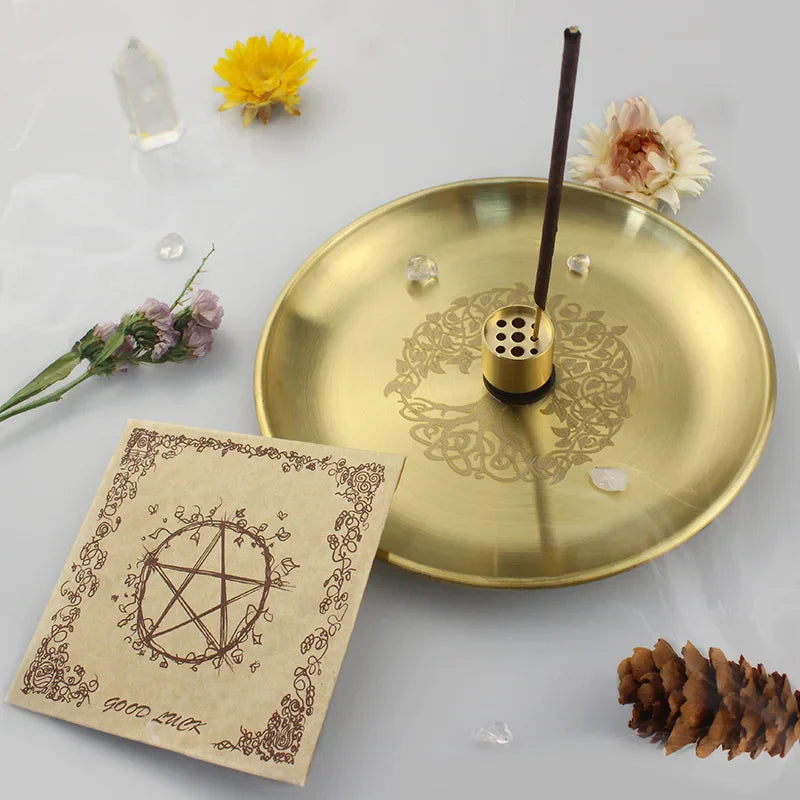 Gold Altar Plates | incense holder | Wiccan Center