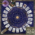 1pc Tarot Card Tablecloth, 12 Zodiac Card Game, Fortune Telling Card Mat, Board Game Cloth Mat, Board Game Decoration Tablecloth