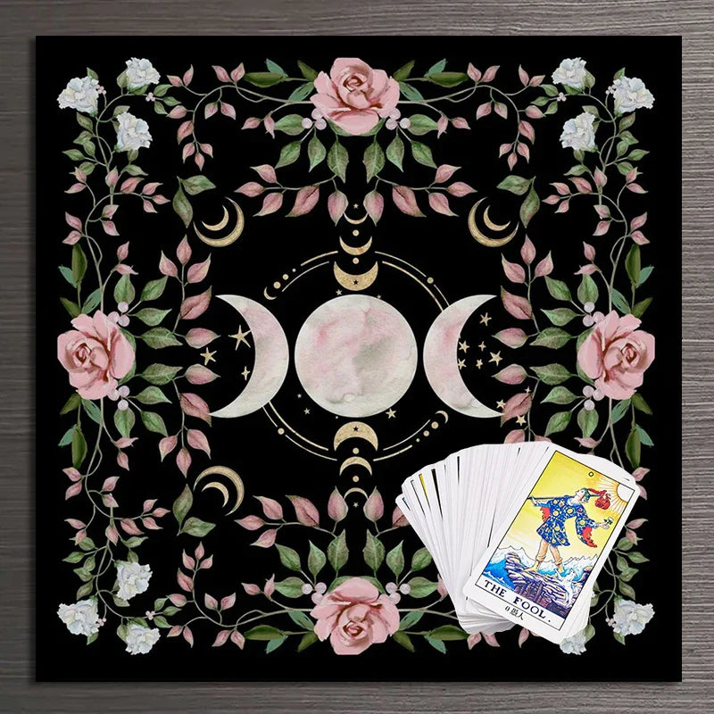 Cottagecore Triple Moon Altar Cloth | Altar Cloth | Wiccan Center
