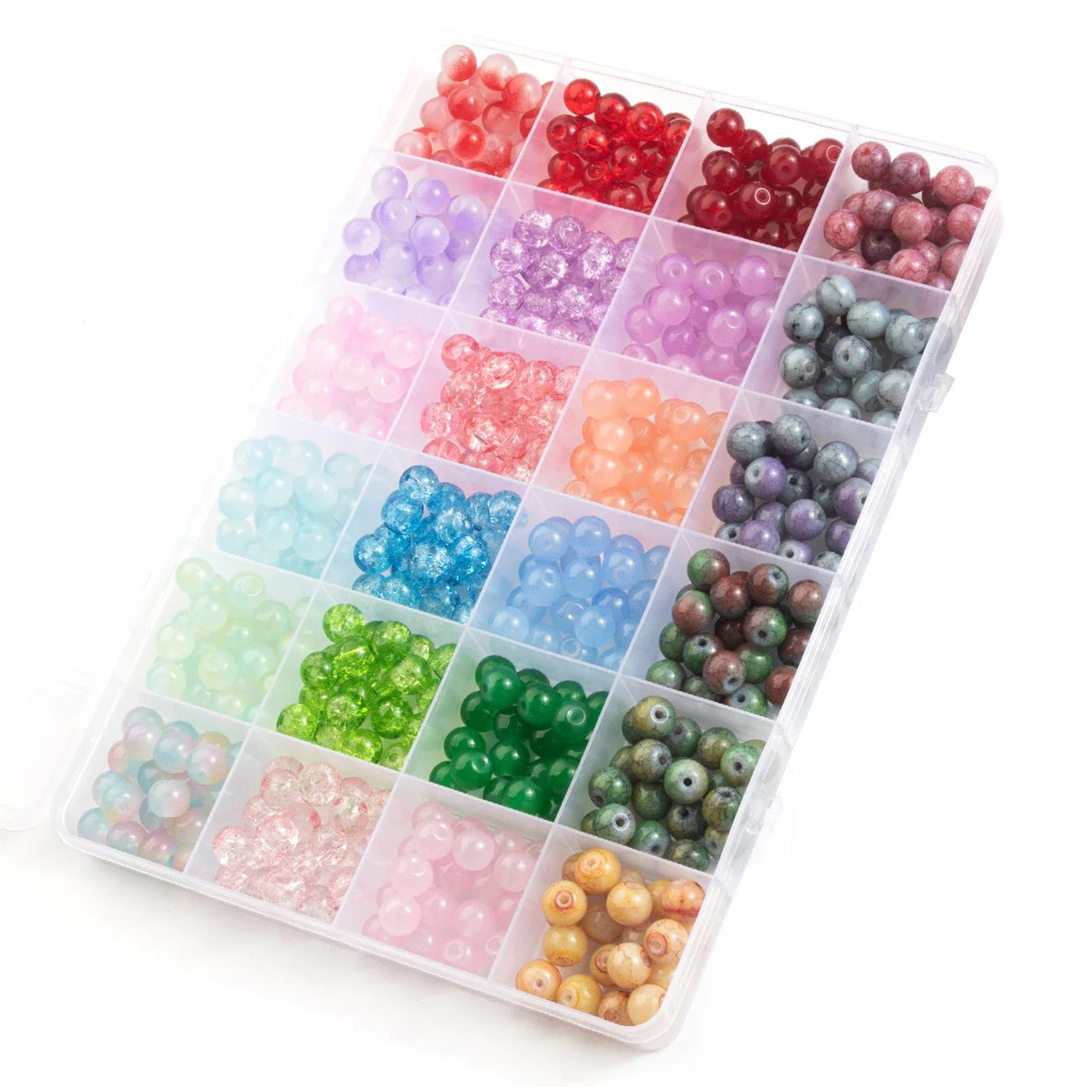 Glass Beads Bracelet Making Kits 28 Colors 8mm Crystal Beads Round Gemstone Stone Beads with Accessories for Jewelry Making DIY | | Wiccan Center