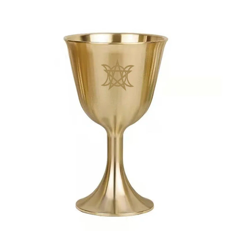 Goddess & Triple Moon Gold Chalices | Altar Cup | Wiccan Center