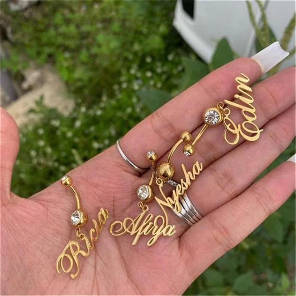 Custom Personalized Sexy Perforation Name Navel Ring Name Navel Ring Crystal Name Navel Ring Fashion Body Jewelry