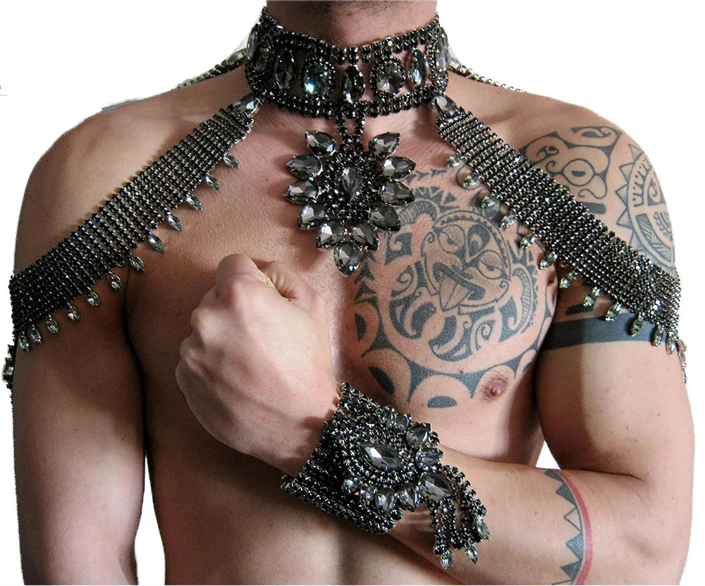 Rhinestone Shoulder Choker Crystal Drop & Cuff Crystal Set | Body Chains | Wiccan Center