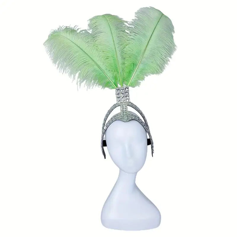 Ostrich Feathered Rhinestone Headpiece | Headdress | Wiccan Center