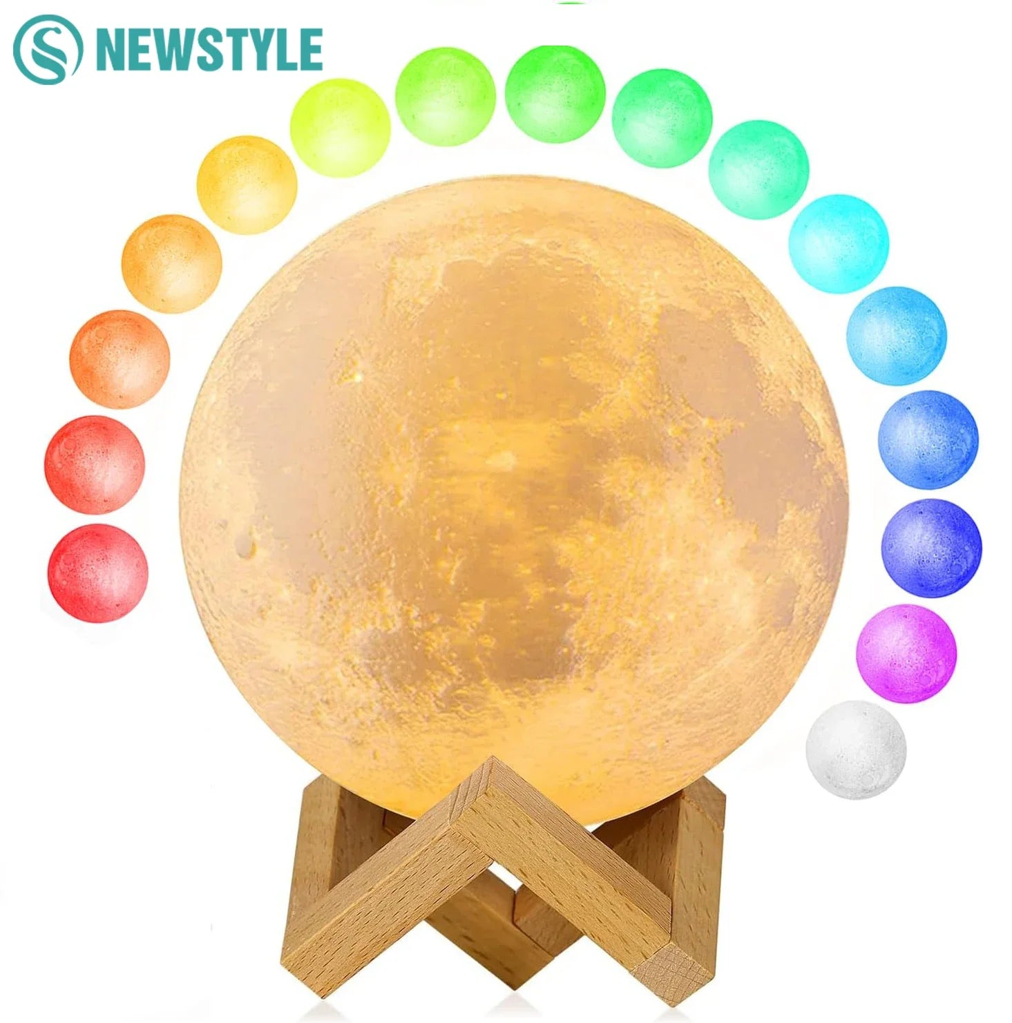 16 Colors RGB 3D Moon Night For Kids Bedroom Glowing Moon Lamp With Multi Color LED Touch Control Beside Decoration Lamp