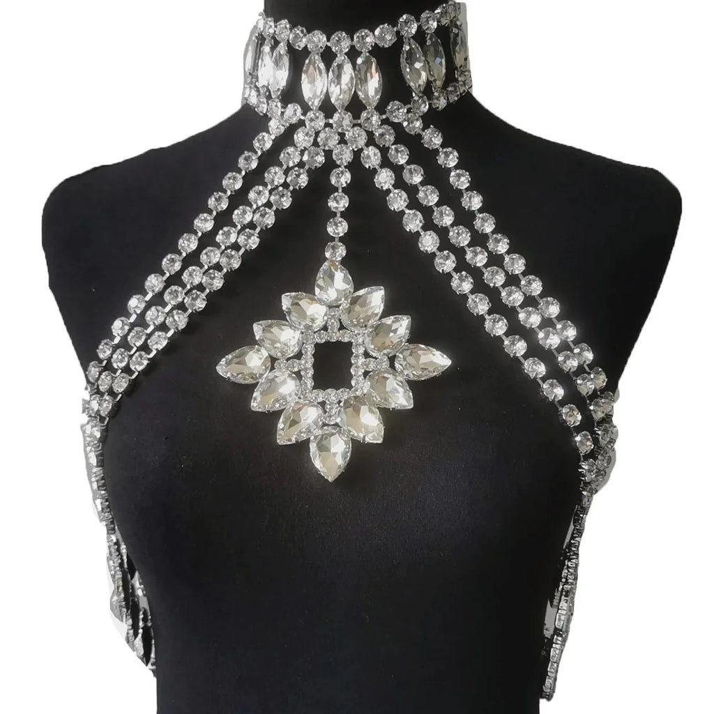 Glass Rhinestone Crystal Choker Body Adornment