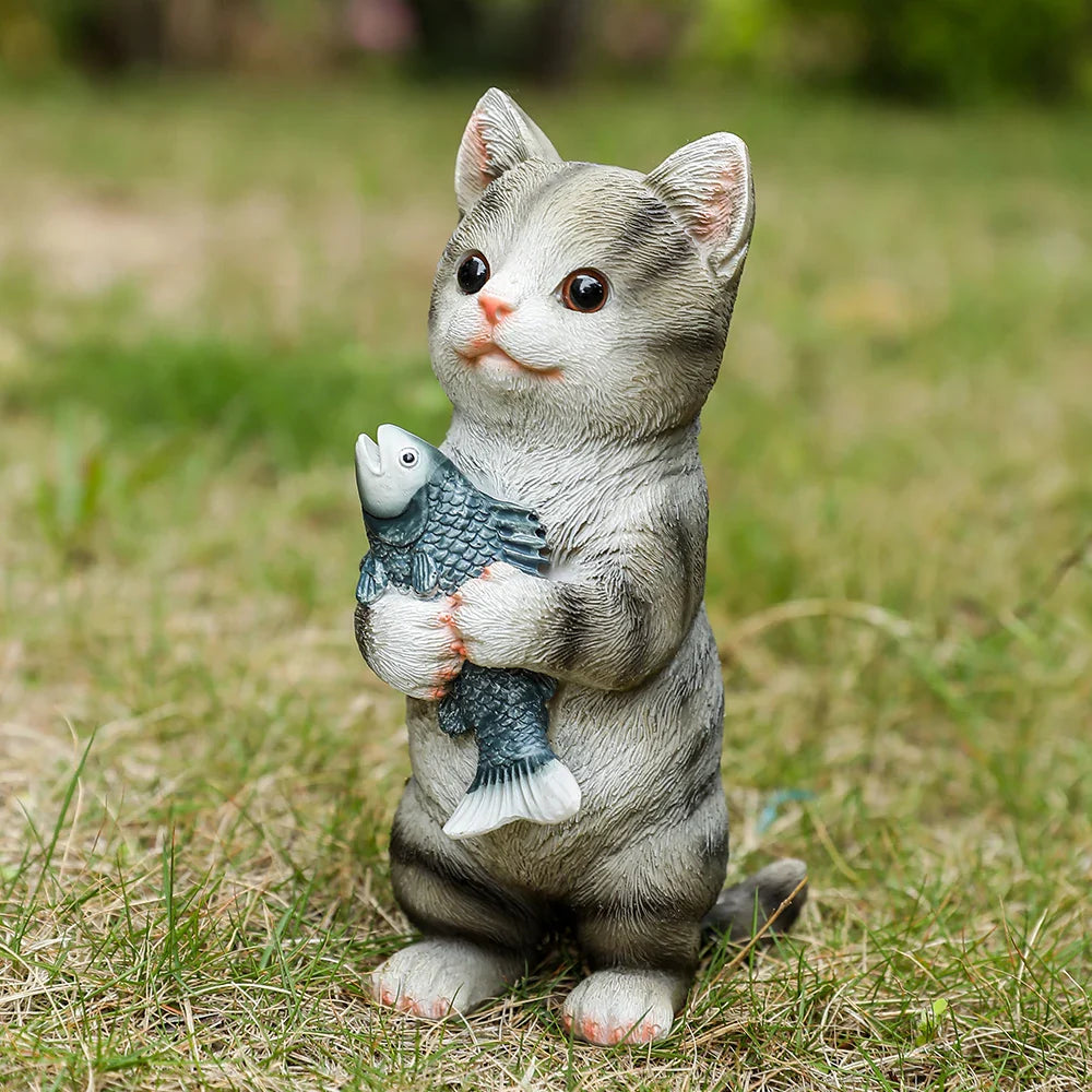Cat Figurines Outdoor Garden Statues for Patio, Lawn Yard Decoration, Orange Cat Sculpture and Figurines Cat Lover Gifts Kitten | | Wiccan Center