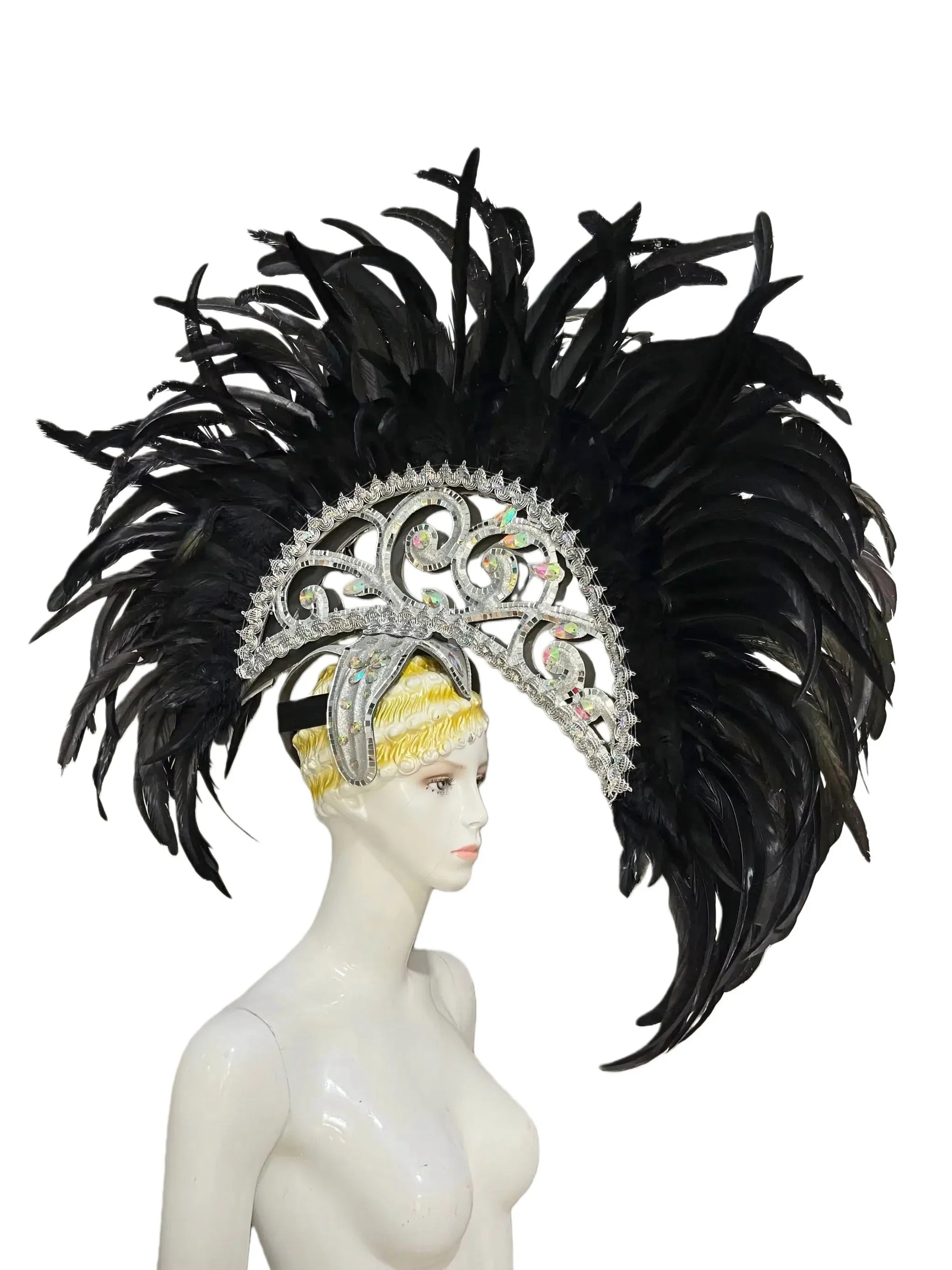 The Stardust Dionysia – Elegant Feathered Samba Carnival & Masquerade Headdress