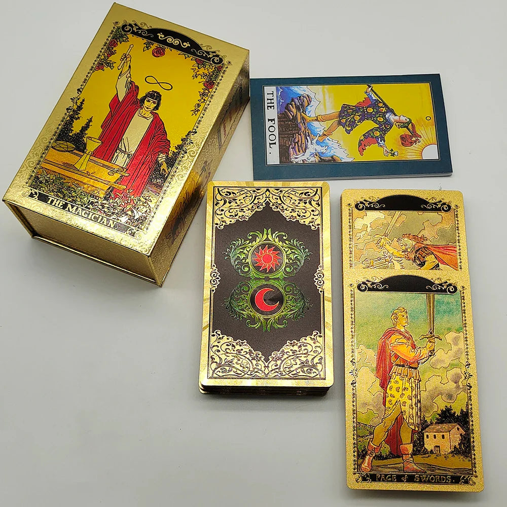 New Plastic Rider Waite Tarot Hot Stamping Gold Foil Tarot Exquisite Board Game Divination Cards For Collection | | Wiccan Center