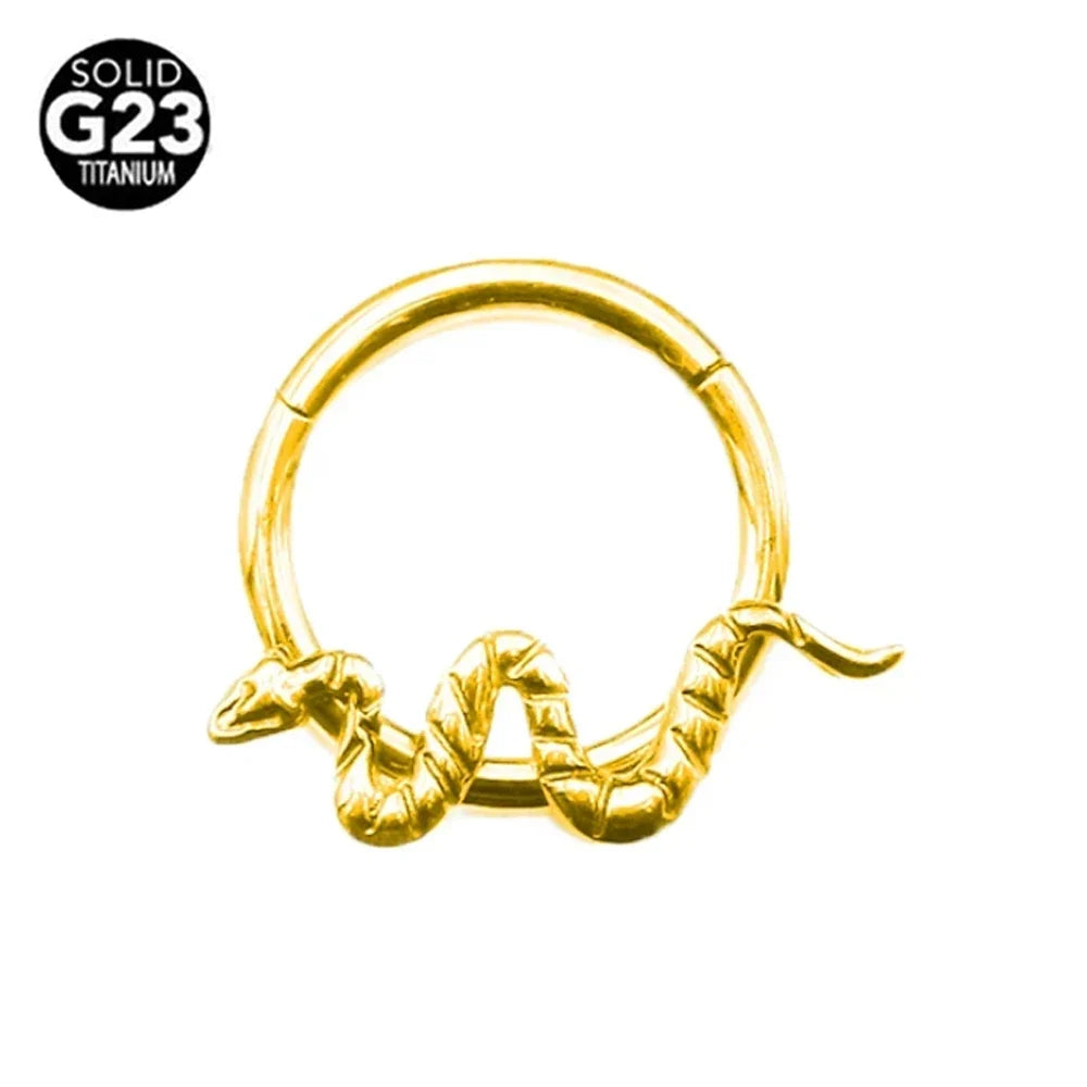 G23 Titanium Bee Septum Nose Ring Piercing Body Jewelry 16G Moon Segment Snake Clicker Helix Ear Cartilage Heart Daith Hoop | | Wiccan Center