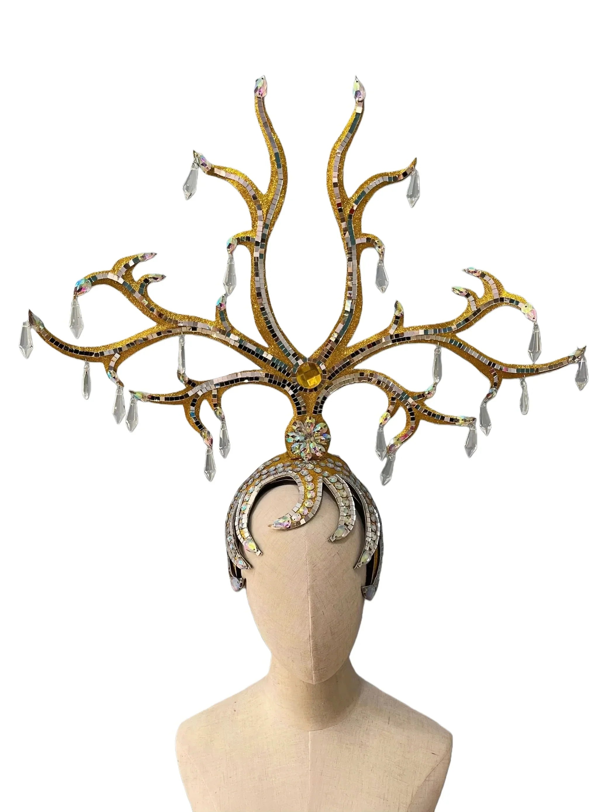 The Stardust Wings of Radiance – Deluxe Feathered Samba & Carnival Crown