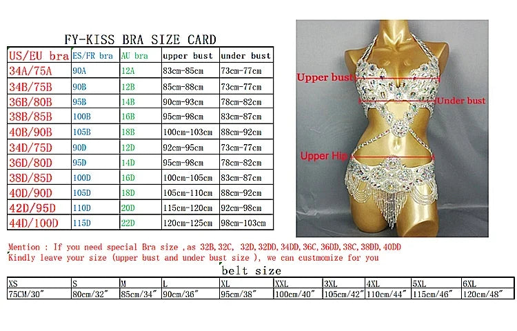 The Stardust Oasis Sirena – Deluxe Crystal & Beaded Belly Dance Bra & Belt 2-Piece Costume Set
