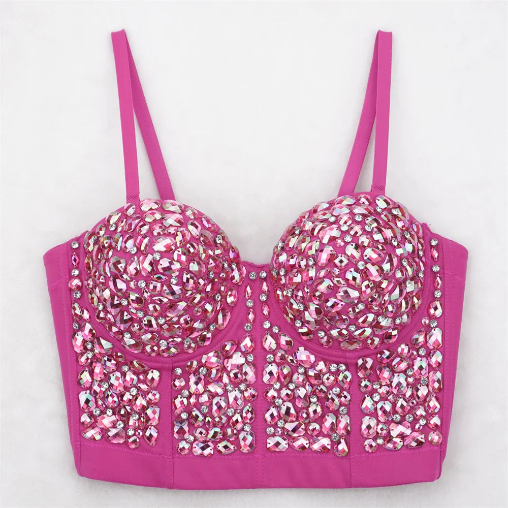 The Stardust Prism Siren – Glitter Crystal Bustier Corset Crop Top | Costume Tops | Wiccan Center