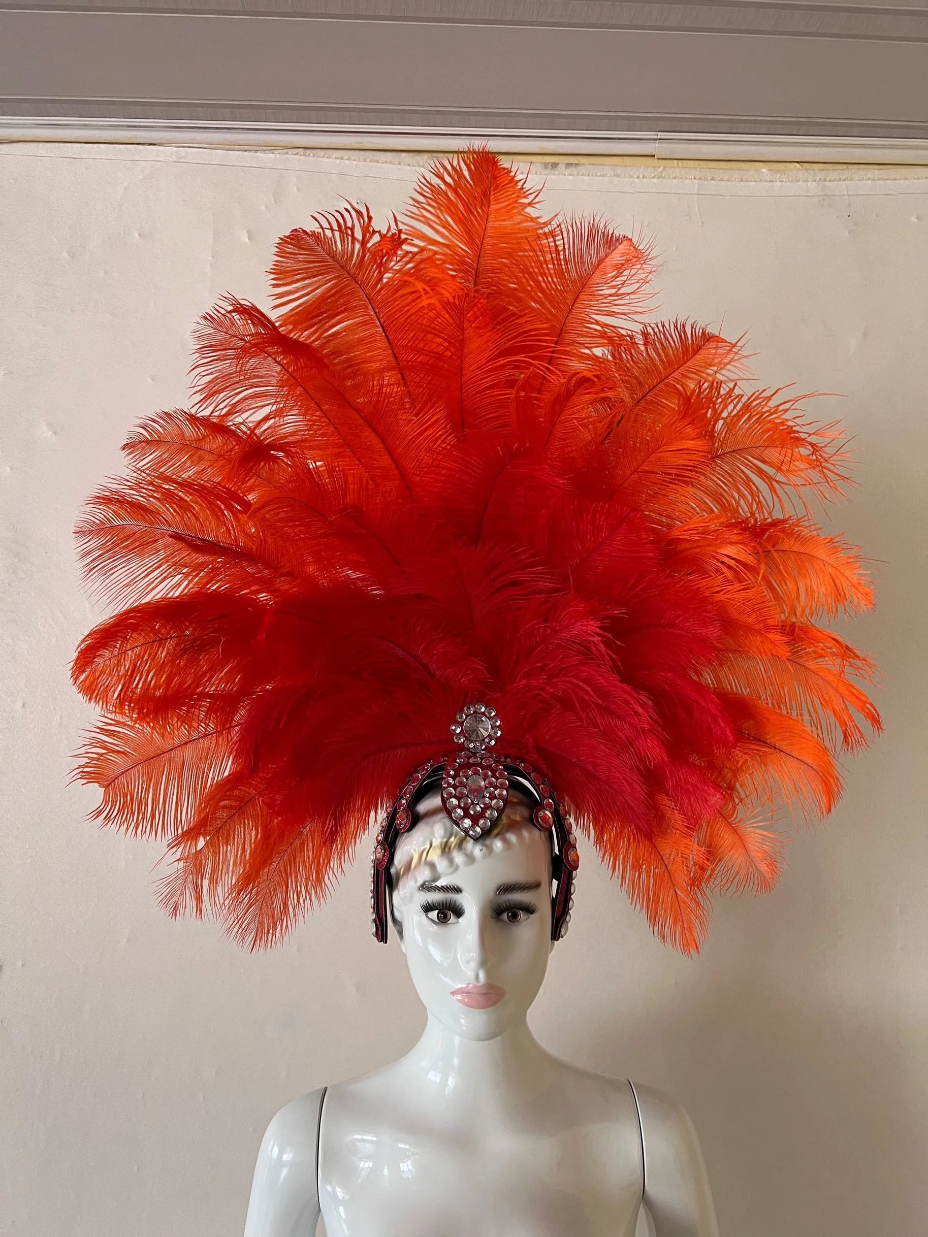 The Stardust Dionysia – Elegant Faux Fur & Rhinestone Samba Carnival Headdress