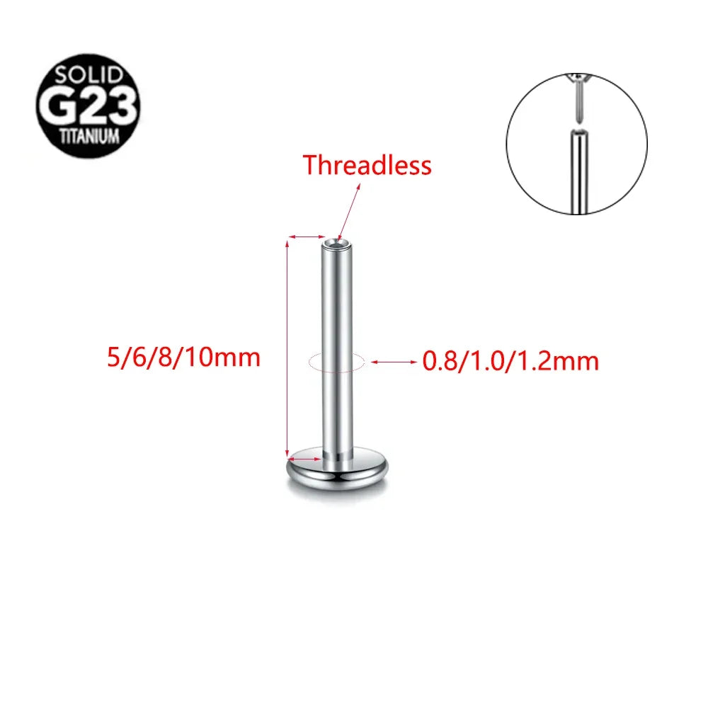 Threadless Labret Rod Piercing G23 Titanium Push In Stud Cartilage Flatback Nose Stud Piercing Body Jewelry | | Wiccan Center