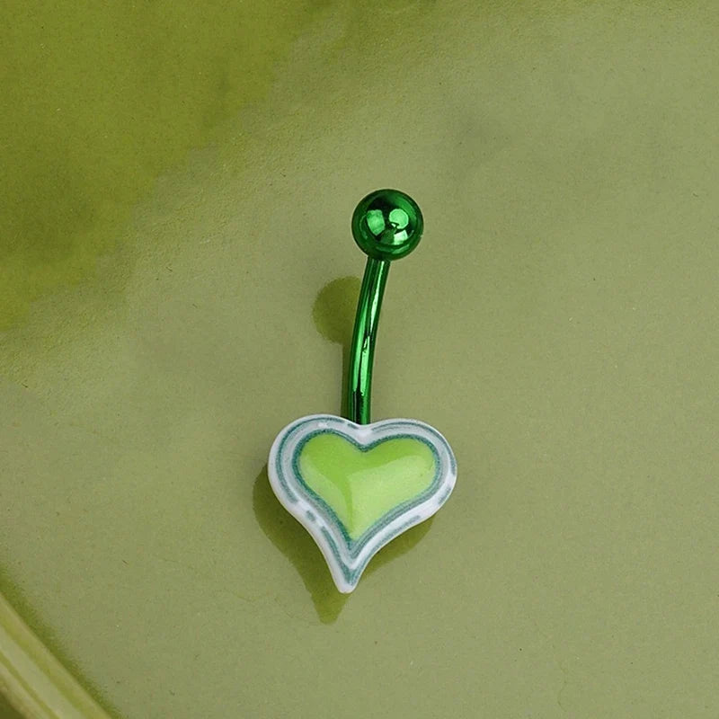 Sweet Dinosaur Navel Ring Zircon Heart Strawberry Belly Button Ring For Women Body Piercing Decor Vacation Leisure Beach Jewelry | | Wiccan Center