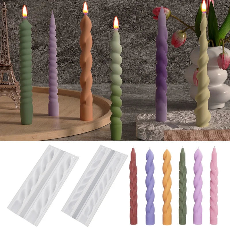 Geometric Spiral Candle Silicone Mold DIY Twisted Rod Wax Rod Silicone Mold Home Decor Tools Geometric Candle Making Supplies