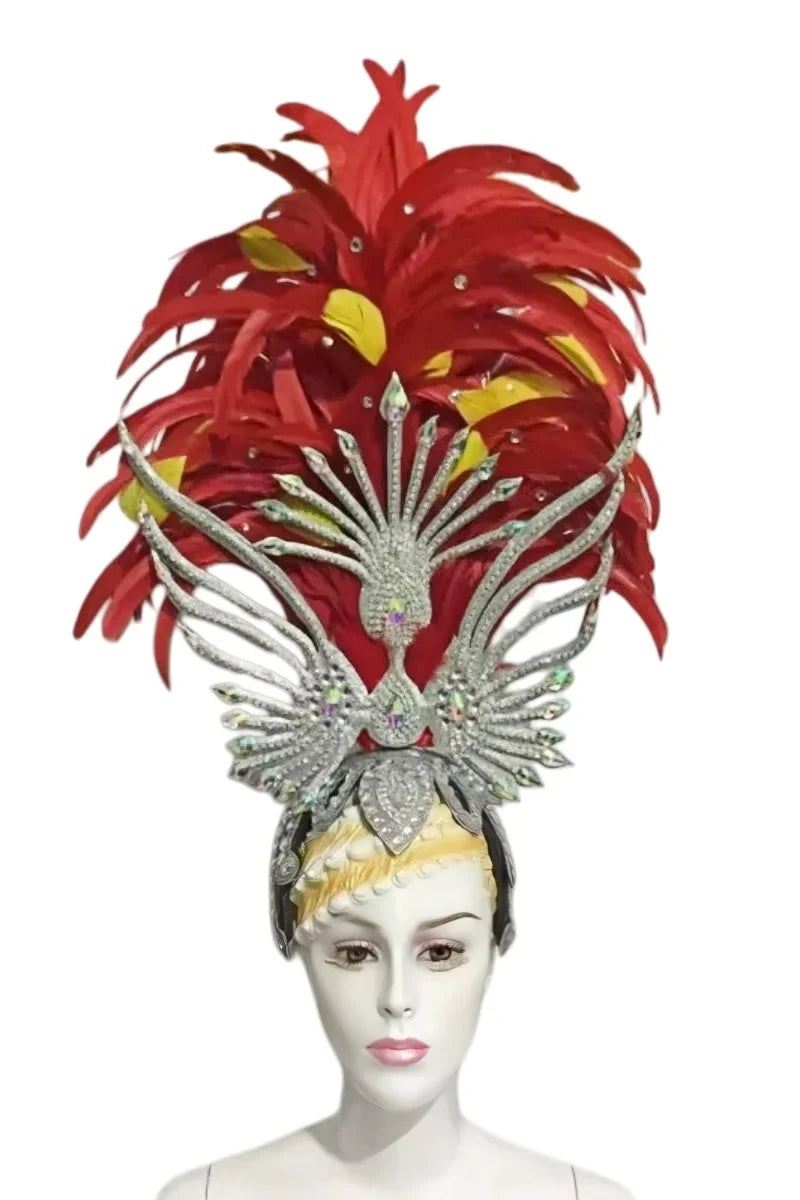 FASHIONABLE AND EXQUISITE HEADDRESS FEATHERS SAMBA DANCE CARNIVAL HALLOWEEN PARTY LATIN DANCE BAR PERFORMANCE HAT MASQUERADE
