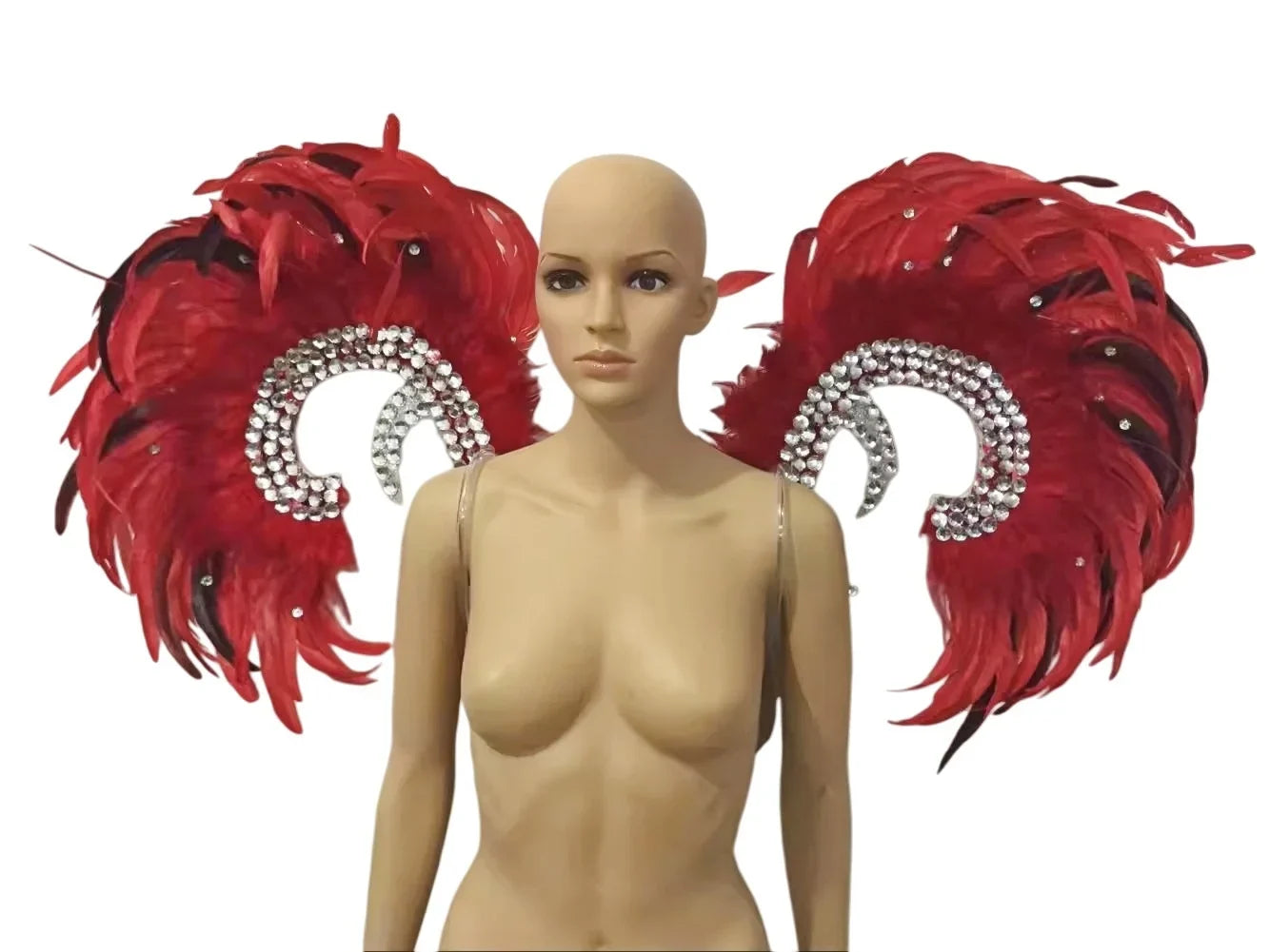 Showgirl Feather Wing Backpiece with Rhinestone Scroll Frames | Back Pieces | Wiccan Center