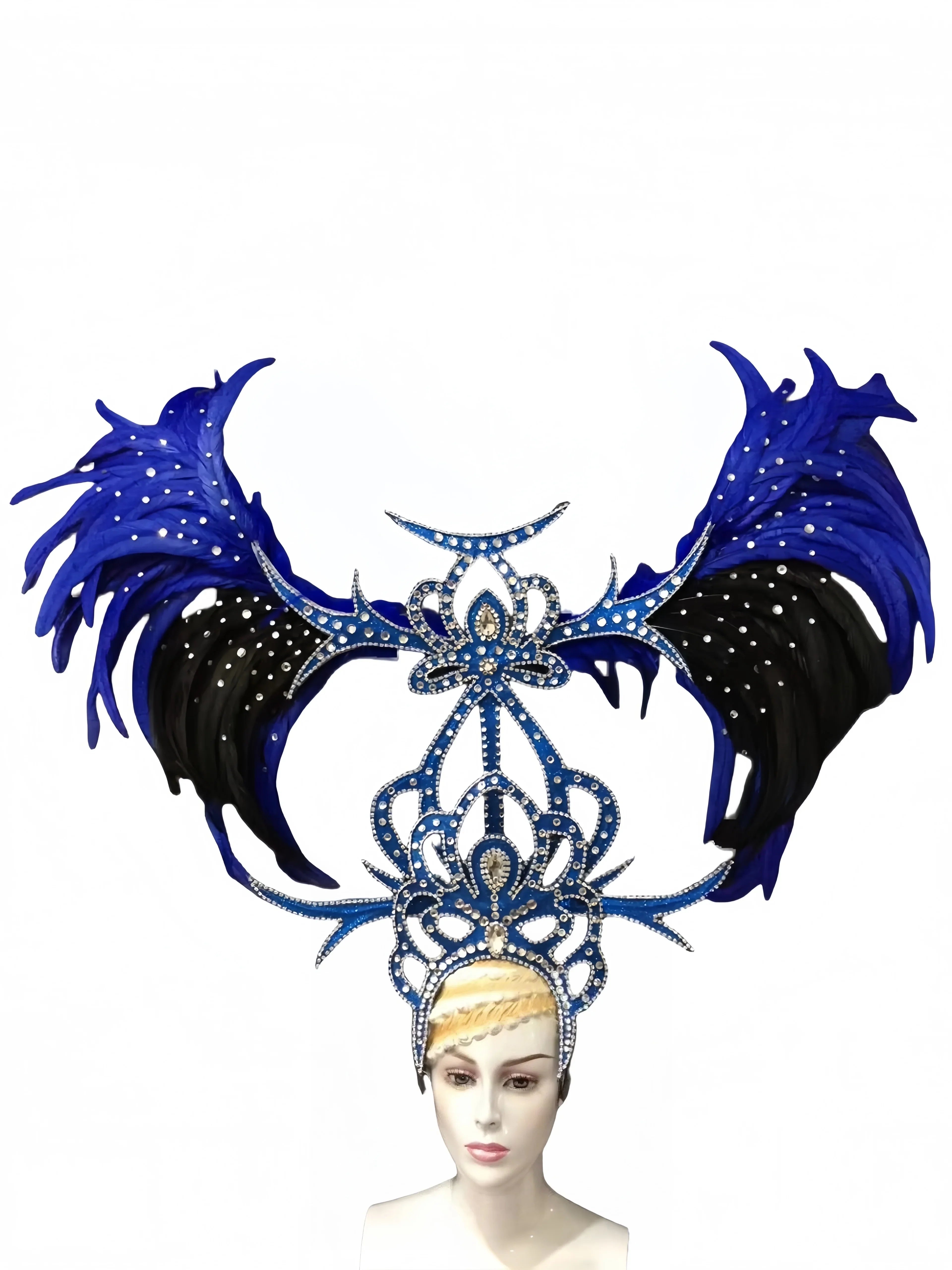 Feather headdress samba costume carnival halloween party bar performance hat makeup dance wings parade