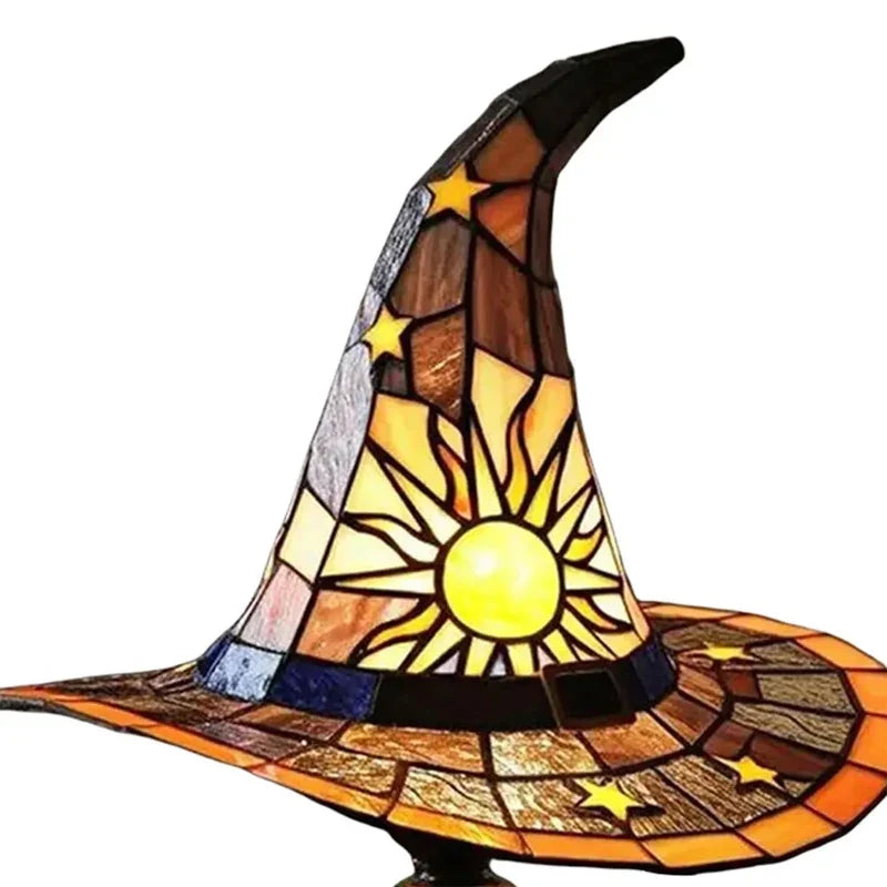 Premium Witch Hat Stained Glass Lamp – Magical Glow for Your Home | | Wiccan Center