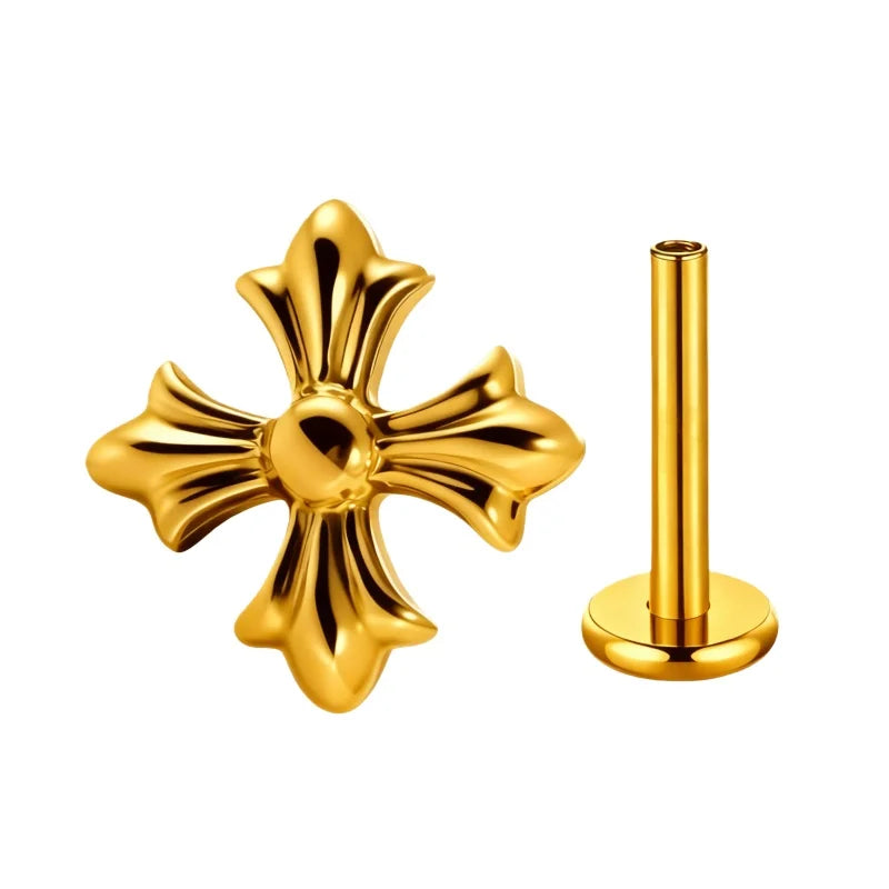 G23 Titanium Cross Lip Piercing 16G Gothic Skull Labret Tragus Helix Cartilage Nose Jewelry Body Piercing Accessory | | Wiccan Center