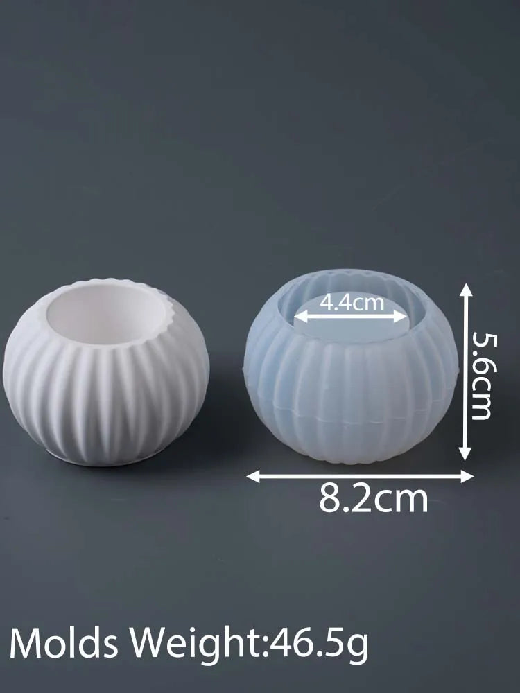 S/M/L Stripe Candle Cup Silicone Mold DIY Handmade Round Flowerpot Plaster Resin Candlestick Craft Casting Molds Home Decor