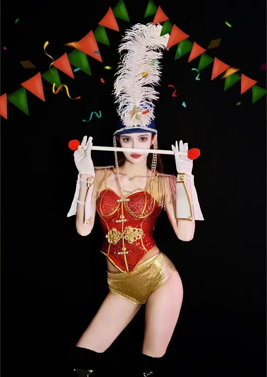 Luxury Rhinestone Performance Bodysuit Set – Shimmering Crystal Stage Costume for GoGo Dancers, Circus Performers & Rave Outfits | Novelty | Wiccan Center