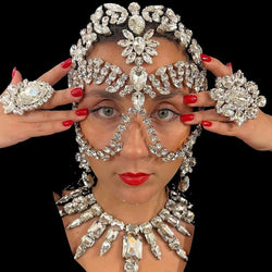 Rhinestone Masquerade Crystal Face Chain Mask | Masks | Wiccan Center