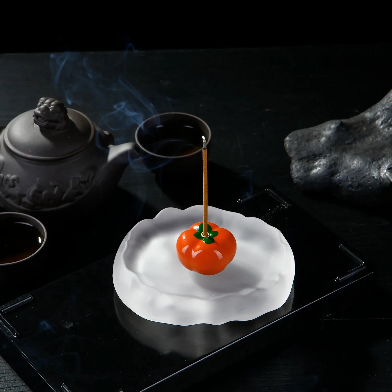 Mini Jade Incense Burner Incense Holder with Glass Incense Plate Ash Catcher Buddhism Supplies Home Decor