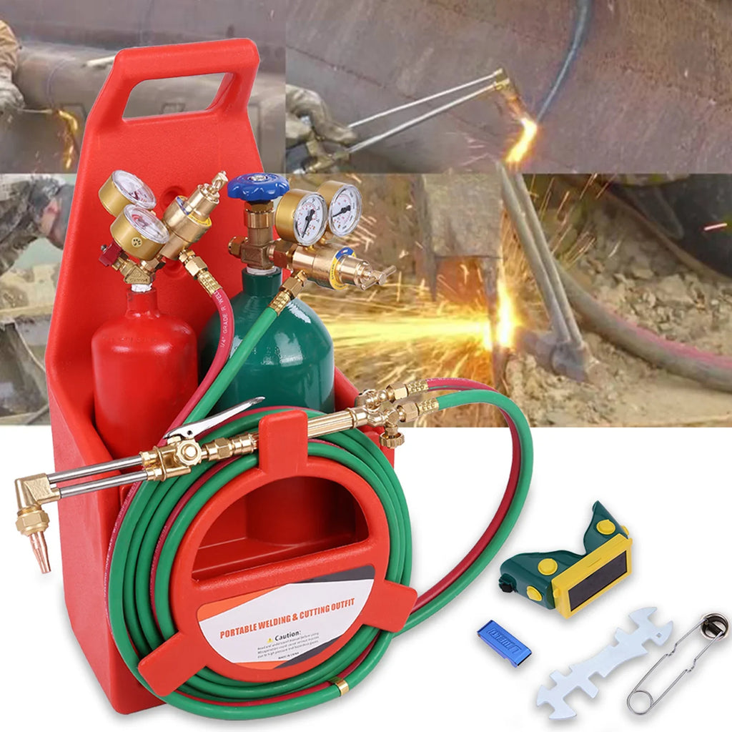 Portable Oxyacetylene Welding And Cutting Torch Kit With Long Pipe Brass Nozzle Welding Cutting Torch Soldering Equipment Kit | | Wiccan Center
