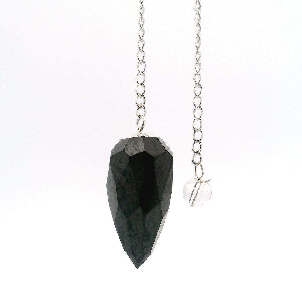 Shungite Faceted Droplet Gemstone Pendulum | Crystals & Minerals > Specimens | Wiccan Center