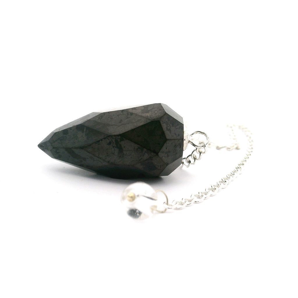 Shungite Faceted Droplet Gemstone Pendulum | Crystals & Minerals > Specimens | Wiccan Center
